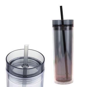 Vaso de Agua Personalizado con Pajita Fría, Múltiples Colores, 500 ml, Transparente, de Lados Rectos, para Exteriores - Product Image 4