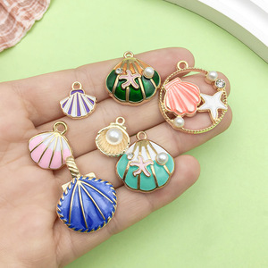 Shell Pendant Alloy Simulated Pearl Mixed Shapes DIY Jewelry Accessory For Bracelet <b>Necklace</b> Craft - Product Image 1