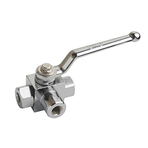 Válvula de Bola de Tres Vías KHB3K de Acero al Carbono Roscada PN315, Válvula de Aislamiento Hidráulico de Alta Presión - Product Image 1