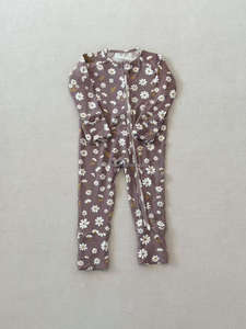 Pijama convertible <span class=keywords><strong>de</strong></span> bambú para bebé, Sleepy Snuggles, con puños plegables, cálido, con cremallera, camisón esencial, estampado floral personalizado, ropa <span class=keywords><strong>de</strong></span> dormir - Product Image 5