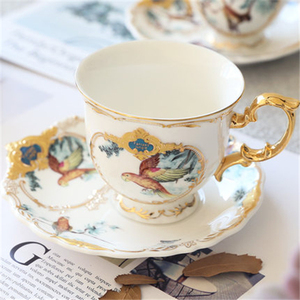 Nouveauté : Ensemble de 20 tasses à café et thé en porcelaine de luxe nordique avec support doré, motif jungle - Product Image 4