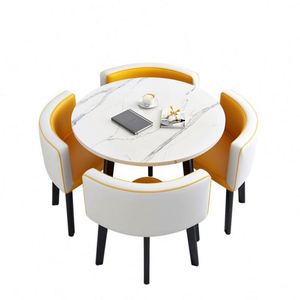 Mesa <span class=keywords><strong>de</strong></span> Comedor Redonda para el Hogar, Mesa <span class=keywords><strong>de</strong></span> Negociación <span class=keywords><strong>de</strong></span> <span class=keywords><strong>Segunda</strong></span> <span class=keywords><strong>Mano</strong></span> para Apartamentos Pequeños, Mesa Redonda Sencilla <span class=keywords><strong>de</strong></span> Estilo Tulipán para Recepción - Product Image 5