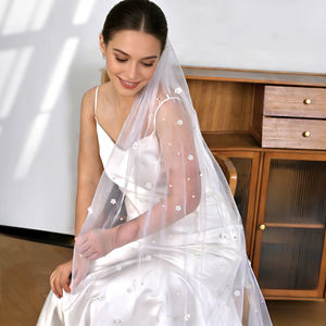 YouLaPan V83 R vente en gros <span class=keywords><strong>pas</strong></span> <span class=keywords><strong>cher</strong></span> <span class=keywords><strong>voile</strong></span> de mariée multi taille 3D blanc petite fleur perle monocouche <span class=keywords><strong>voile</strong></span> romantique église <span class=keywords><strong>voile</strong></span> de mariage - Product Image 5