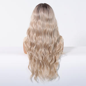 Perruque HD transparente soie Lace Front 13*6 sans colle <span class=keywords><strong>cheveux</strong></span> synthétiques pré-plumés résistant à la chaleur petite taille de bonnet blanc <span class=keywords><strong>blond</strong></span> dégradé - Product Image 4