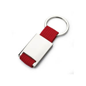 Porte-clés en acier inoxydable avec sangle en nylon rouge et anneau métallique, accessoire pour clés - Product Image 1