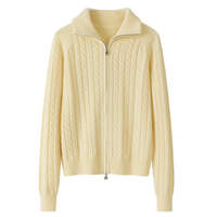 Großhandel maßge schneiderte Cable Knit Zipper Cashmere Cardigan Sweater für Frauen