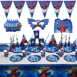 Set <span class=keywords><strong>de</strong></span> Decoración para Fiesta <span class=keywords><strong>de</strong></span> <span class=keywords><strong>Cumpleaños</strong></span> <span class=keywords><strong>de</strong></span> Spider-Man, Adornos Colgantes, Vasos <span class=keywords><strong>de</strong></span> Papel, Mantel, Pancarta, Platos - Product Image 4