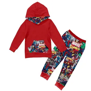 Bebek erkek karikatür baskı küçük çocuklar butik kıyafetler hoodie tasarım moda hiçbir adedi çorap çocuk sonbahar 2pcs giyim giysi
