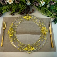 Assiettes de présentation de luxe en plastique transparent à motif baroque, réutilisables pour la table, la restauration et la décoration d'événements