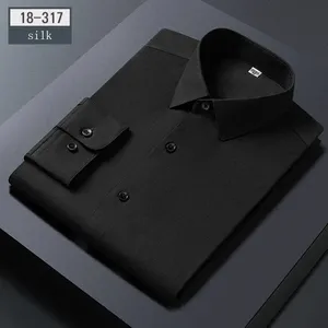 Luxury <strong>Men's</strong> <strong>Silk</strong> Long-Sleeve Slim Fit <strong>Shirts</strong> High Quality Anti-Wrinkle and Breathable Business Office Clothing for Spring - Product Image 2