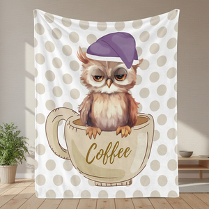 Manta de Franela Yabee con Diseño de Búho, 100% Poliéster, Ligera, Ecológica, Portátil, Suave y Cálida - Product Image 1