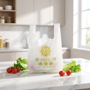 Sacs en plastique transparents jetables avec logo imprimé, sacs en plastique à poignées pour supermarchés et épiceries - Product Image 1