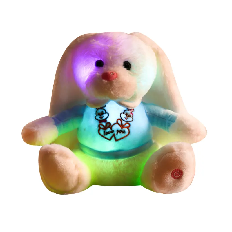 Valentines day gift luminous stuffed and plush toy animals with led light bunny plush pillow easter bunny