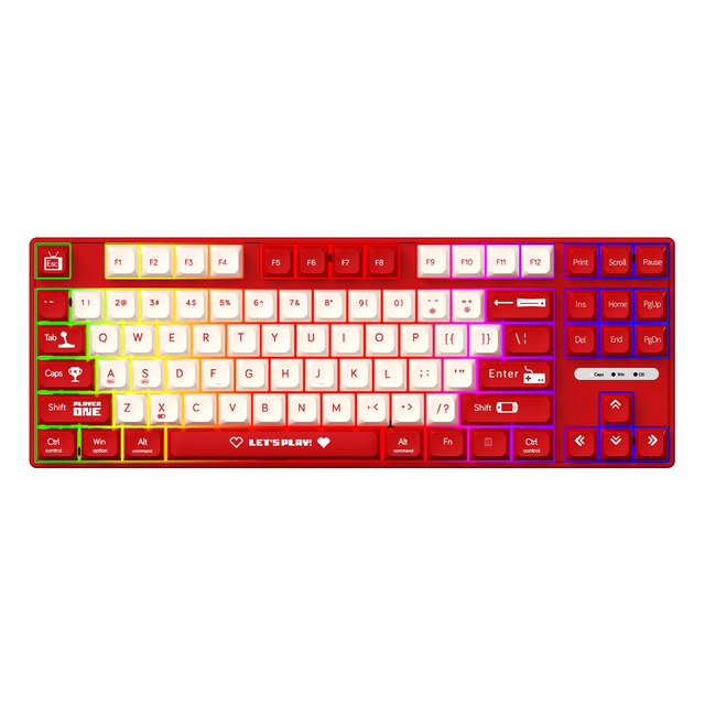 Ajazz AK870 MC Wired 87-Key Hot-Swappable Mechanical Keyboard RGB Backlit Gaming Keyboard Custom Keycaps New