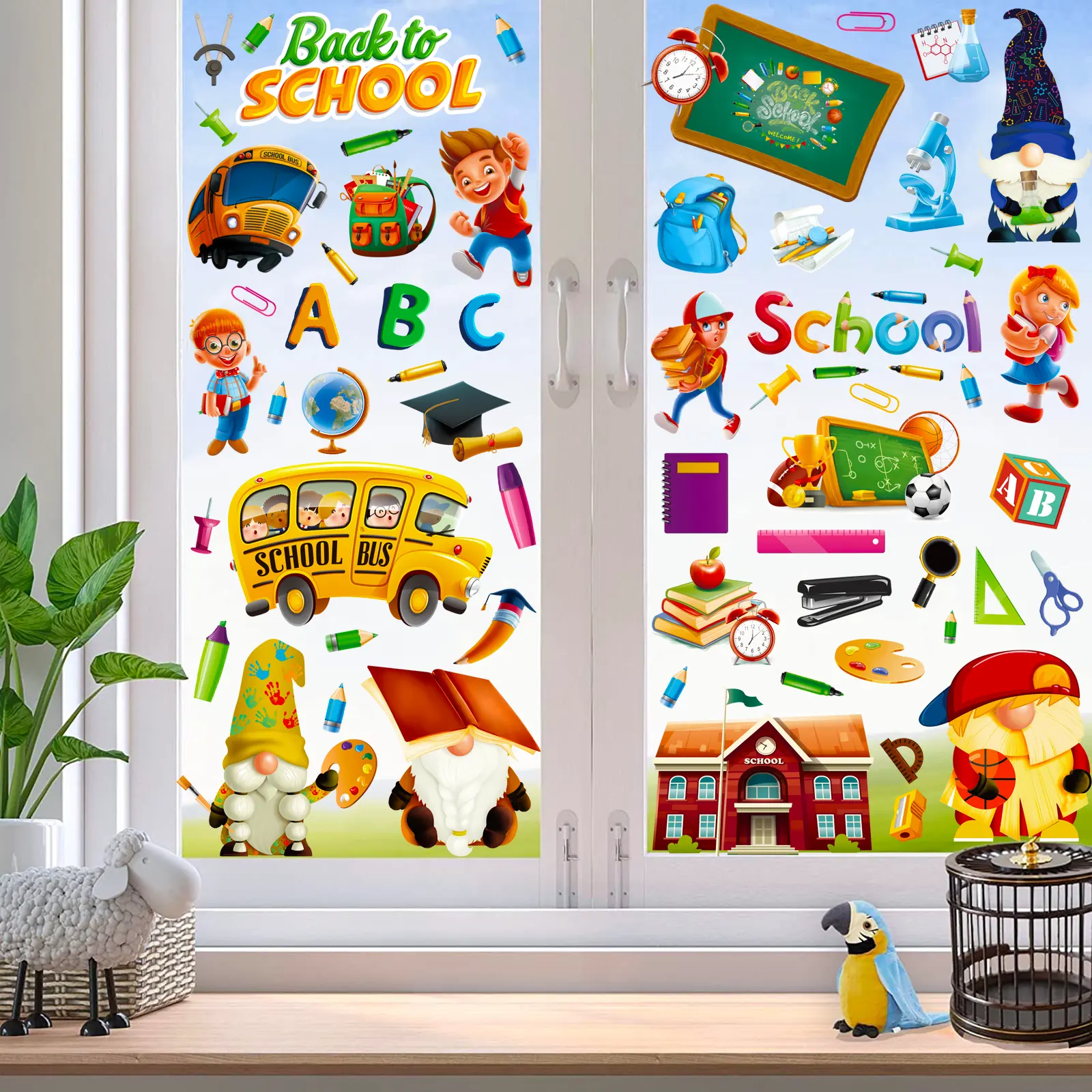 Съемные статические наклейки на стекло, декоративные наклейки для дома, детской комнаты, Мультяшные наклейки на стену из ПВХ, наклейки