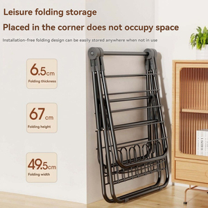 Hot bán kim loại 2 tầng cánh hình dạng giặt khô Giá gấp quần áo máy sấy quần áo treo với giá giày - Product Image 2
