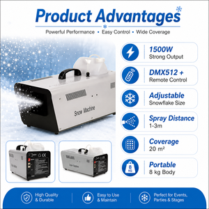 Machine à <span class=keywords><strong>neige</strong></span> artificielle 1500W DMX512 avec télécommande pour effets de pulvérisation de <span class=keywords><strong>neige</strong></span> pour mariages, fêtes, clubs, scènes et événements festifs - Product Image 4