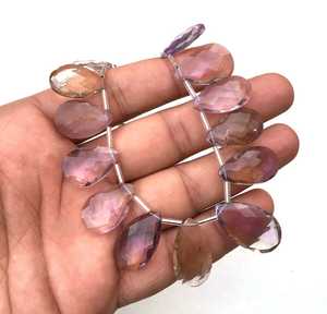 ลูกแพร์แบบเหลี่ยมเพชรพลอยธรรมชาติ1เส้น,ลูกปัด Briolette รูปทรงยอดเยี่ยม20ชิ้น - Product Image 2