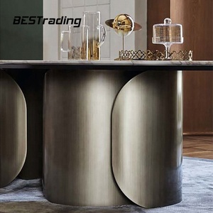 Set Tavolo da Pranzo Moderno per Arredamento Casa, Tavolo <span class=keywords><strong>Rotondo</strong></span> in <span class=keywords><strong>Marmo</strong></span> con Sedie, Produttore di Pietra/<span class=keywords><strong>Marmo</strong></span>, 1 Pezzo - Product Image 5