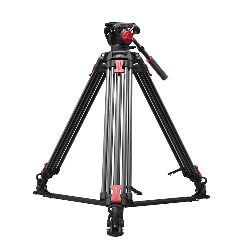 Tripod kamera serat karbon DV awet profesional dengan kepala peredam cairan