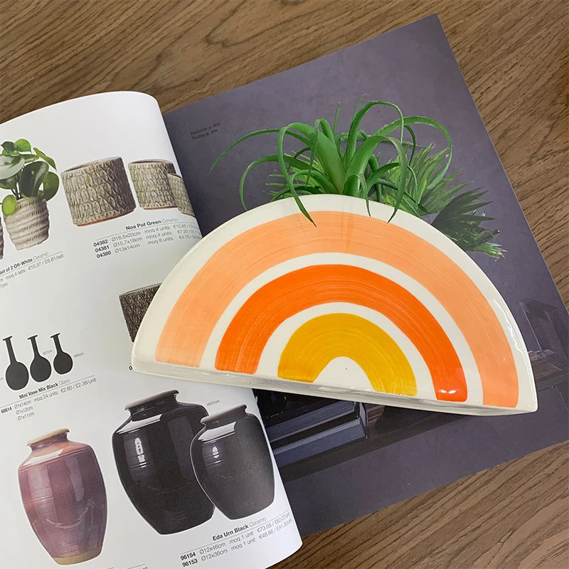 Радужный керамический подвесной горшок для домашнего декора