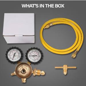 Válvula Reductora de Alta Presión de Nitrógeno para Manguera CGA580 de 60 Pulgadas con Rosca Externa de 1/4 de Pulgada para Puerto de Entrada de GLP, Helio y Propano - Product Image 1