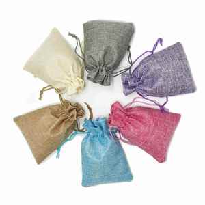 Wholesale Candy Spice Retail Gift Wedding Dustproof Drawstring Colored Small Linen <b>Bags</b> for Jewelry - Product Image 1