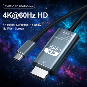 Câble <span class=keywords><strong>de</strong></span> conversion vidéo HD 4K 60Hz Type c vers Hdmi même écran câble TV ordinateur 2 mètres câble <span class=keywords><strong>de</strong></span> projection d'écran tressé - Product Image 1