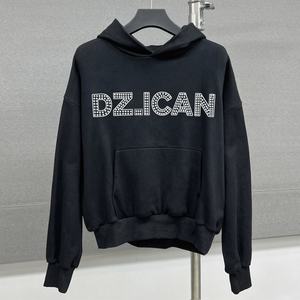 Sweat à capuche surdimensionné à épaules tombantes de haute qualité personnalisé par un designer, sweat à capuche en coton lourd, fabricants de sweat à capuche avec strass - Product Image 5