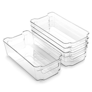 Medium Size 12.5" Refrigerator Organizer Bins,Clear Plastic Bins For Fridge,BPA Free Pantry Storage Organization