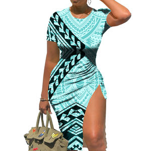 Robe moulante sexy à enrouler sur les hanches, style polynésien, pour femme, robes de bal 2026, robe midi florale personnalisée, motif tribal hawaïen - Product Image 5