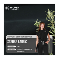 Shaoxing Wovenfuture tejido 4 vías Spandex 200gsm suave 78% poliéster tela Hospital uniformes mujer enfermería Scrub conjuntos para mujeres