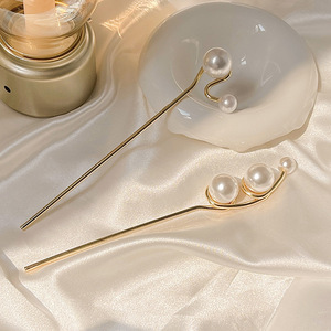 Elégant <span class=keywords><strong>Chignon</strong></span> Pins Updo Baguettes <span class=keywords><strong>Perle</strong></span> Minimaliste Bâtonnets de Cheveux en Métal pour Brioches Épingle à Cheveux Chinois - Product Image 2