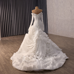 Vestido de Novia de Lujo Rsm251144 con Bordado, Volantes y Espalda con Cordones, Estilo Sirena, Vestido de Boda <span class=keywords><strong>Civil</strong></span> Jancemebr - Product Image 4