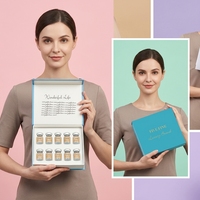 Coffret haut de gamme personnalisé en papier rose et blanc pour flacons de peptides, avec couvercle à charnière et revêtement magnétique anti-UV, pour emballage cadeau de sérum de soin de la peau