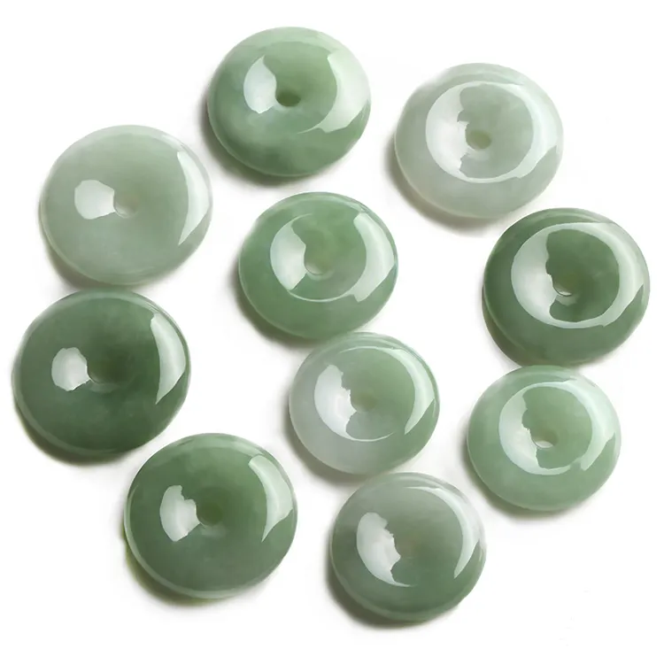 Certified Grade A Wholesale Cheap Hot Sale Carve Round Green Safety Buckle Donuts Jade Pendant