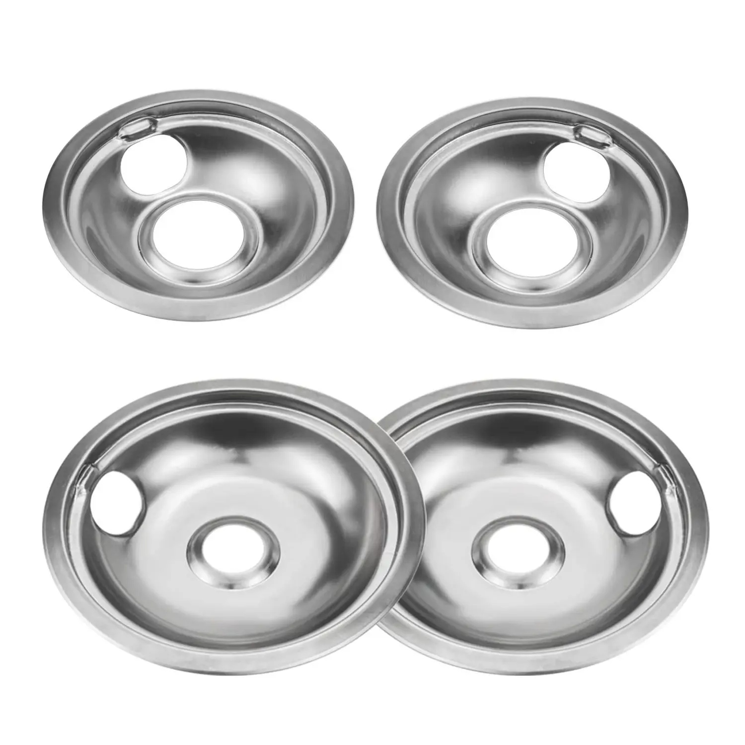 4 Pack Stainless Steel Reflector Bowls Universal Drip Pan Kits Gas Stove Burner Rings für Whirlpool W10278125