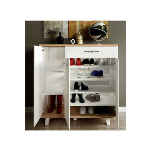 Lavantes - Zapatero Extensible de Madera Blanca de 3 Puertas con Cajón, Mueble de Almacenamiento para Entrada, Pasillo u Hogar - Product Image 4