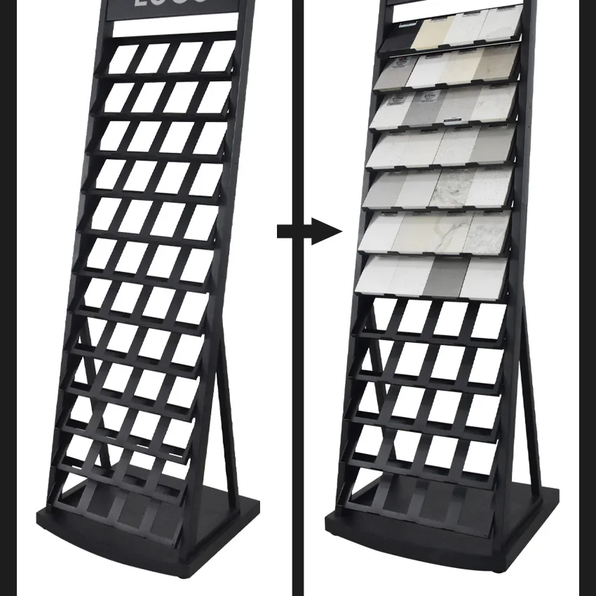 Factory Customized Floor Stands Showing Ceramic Tile Tower Holder Stone Marble Granite Quartz Sample Display Stand Rack