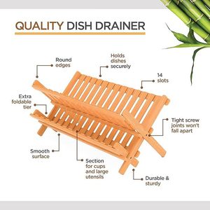 Bamboo Drain <b>Rack</b> X-Shaped Quick Dry <b>Dish</b> <b>Rack</b> Kitchen Dining Room Storage <b>Rack</b> - Product Image 5