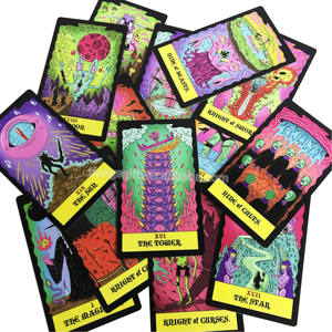 بطاقات تارو عالية الجودة بتصميم مخصص وطباعة أنيقة، بطاقات تارو بلاستيكية مع رقائق ذهبية - Product Image 5