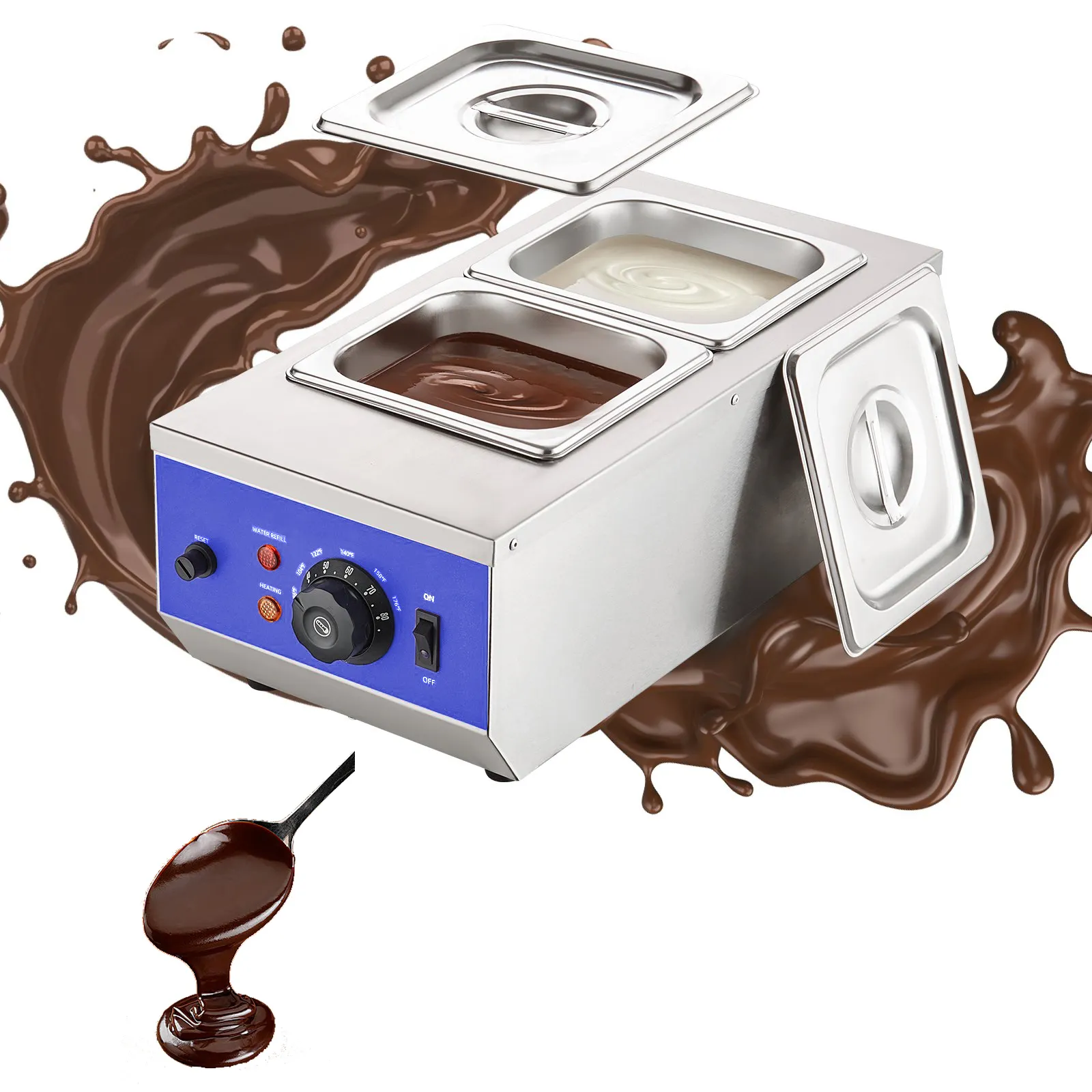 Kualitas tinggi pemanas makanan listrik Almond panci peleburan keju tanur peleburan baja tahan karat coklat mesin mencair