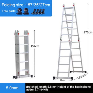 4 * 5dual-mục đích M hình dạng an toàn nhôm thang mở rộng nền tảng hợp kim nhôm gấp thang hai mặt hợp kim nhôm thang - Product Image 6