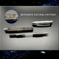 Pluma Estilográfica Pentagonal M3850F de Meteorito Natural y Latón con Punta de Acero Inoxidable, Caja de Regalo Metálica para Colección