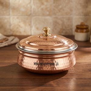 Hammered Copper Rice Dish with Lid Engraving Technique Vintage Style Durable for Party Home Hotel & Restaurant Use - Product Image 2