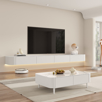 Ensemble meuble TV et table basse minimaliste moderne avec rangement, meubles de salon de luxe pour appartement et villa