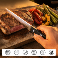 CUISYERA Couteau à steak dentelé en acier inoxydable, lame tranchante, couteau à découper la viande avec manche ergonomique pour la restauration