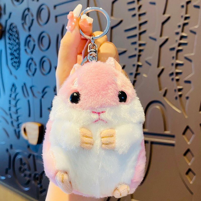 ぬいぐるみミニハムスターキーリングキーホルダーポンポン