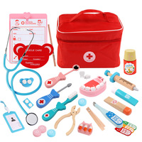 Jouets éducatifs pour enfants d'âge préscolaire, ensembles de jeux de docteur en bois, trousse médicale, jeux de premiers secours pour garçons et filles