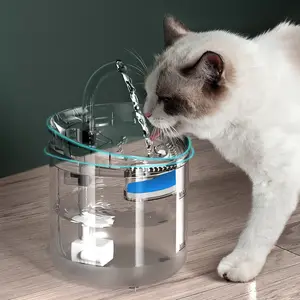 Dispenser Air Kucing Kucing, Air Mancur Minum Otomatis, Filter Sirkulasi Kapasitas 2L, Suhu Konstan, Transparan